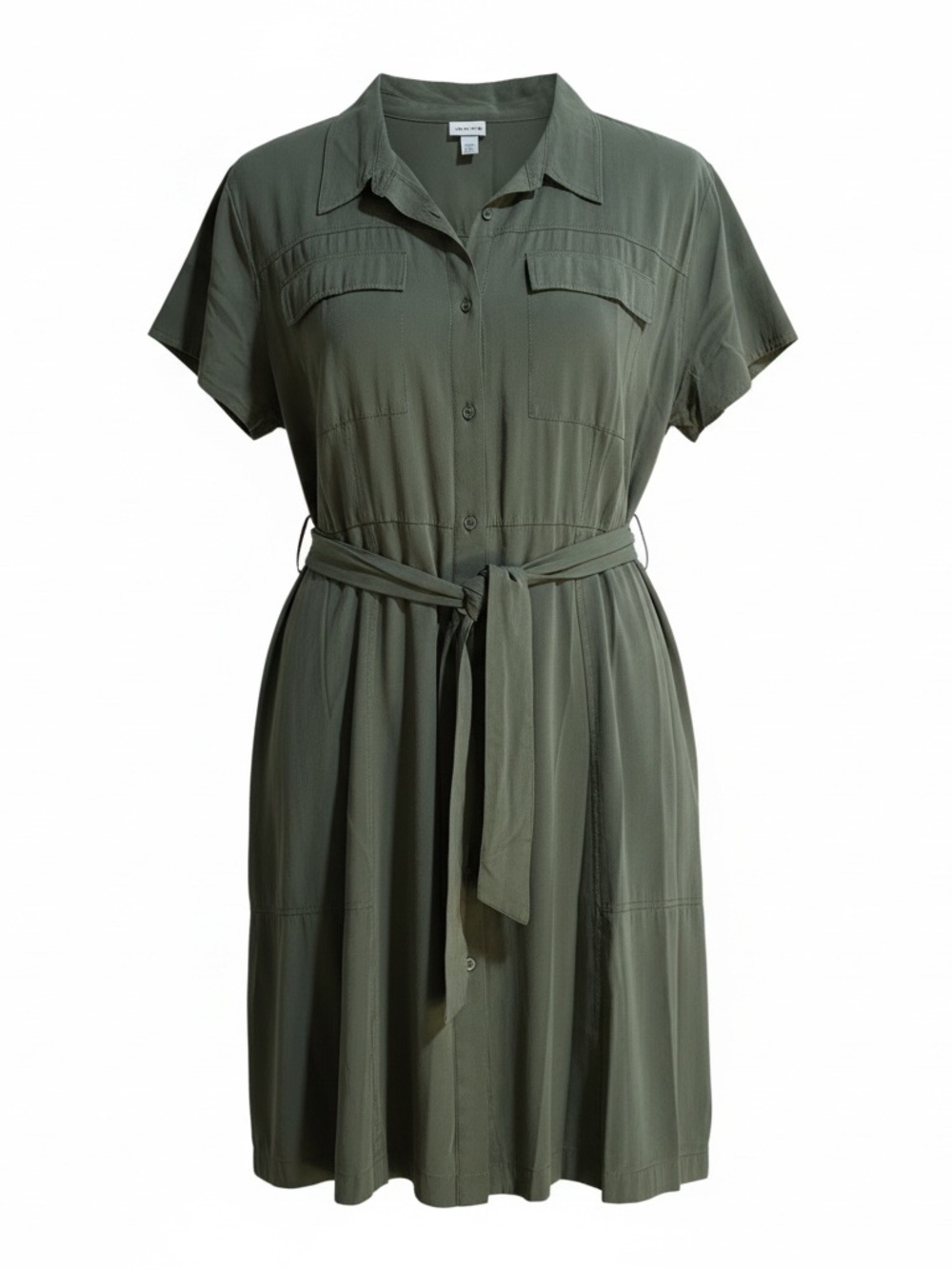 Ava & Viv Olive Green Short-Sleeve Shirt Dress with Tie Belt